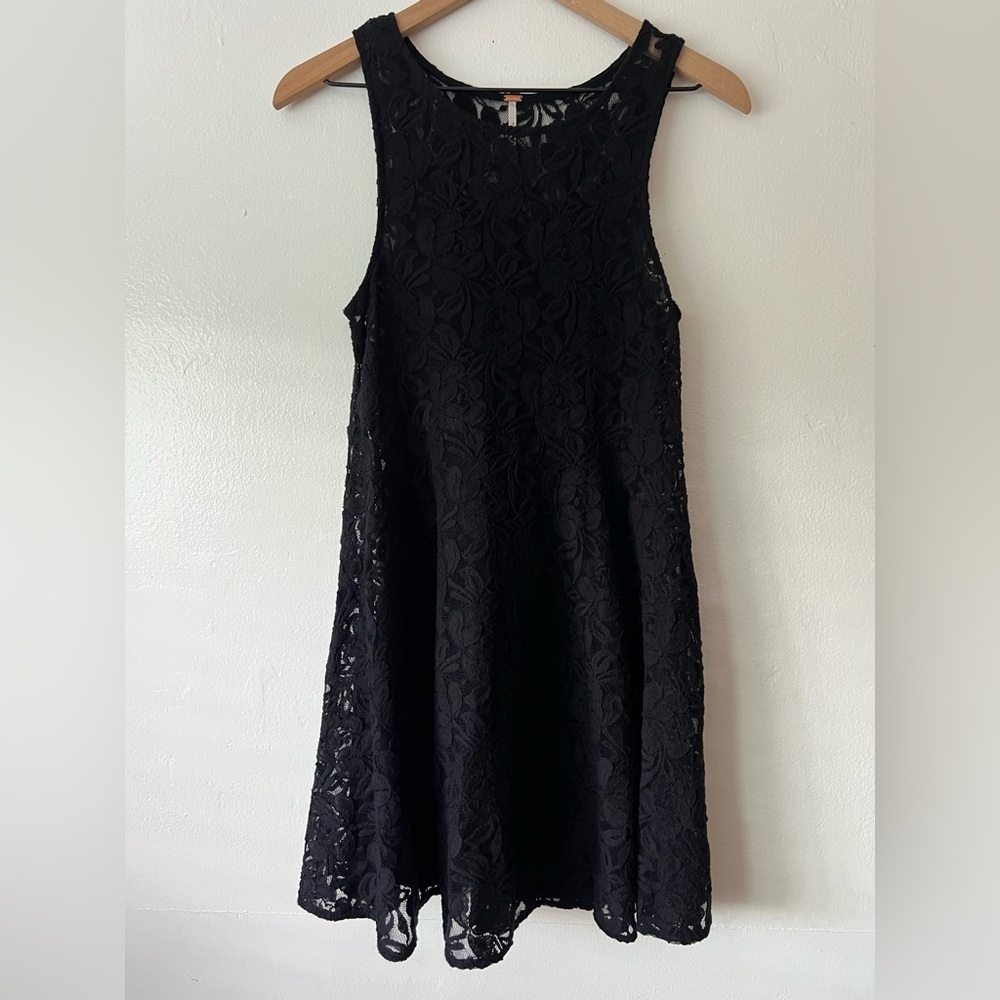 Free People Black Lace Fit and Flare Dress